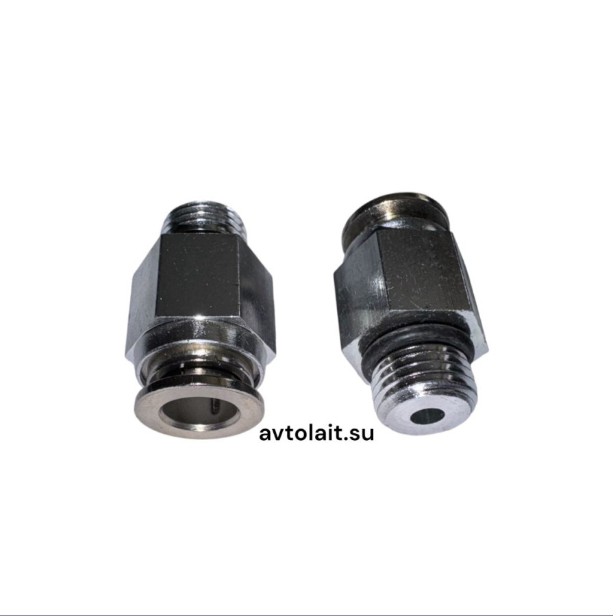 Соединитель трубки ПВХ, полиамид d=8мм (наружная резьба) М12х1.25 прямой металлический