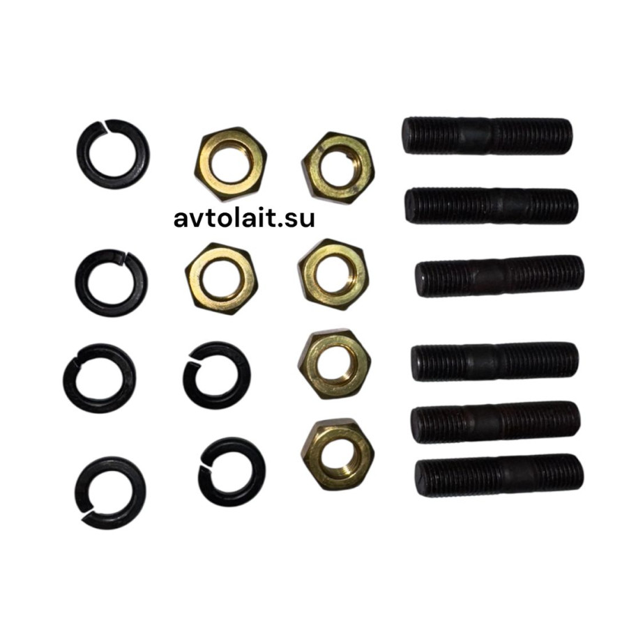 Крепеж КАМАЗ турбокомпрессора под 6 шпилек (шпильки, гайки, шайбы)